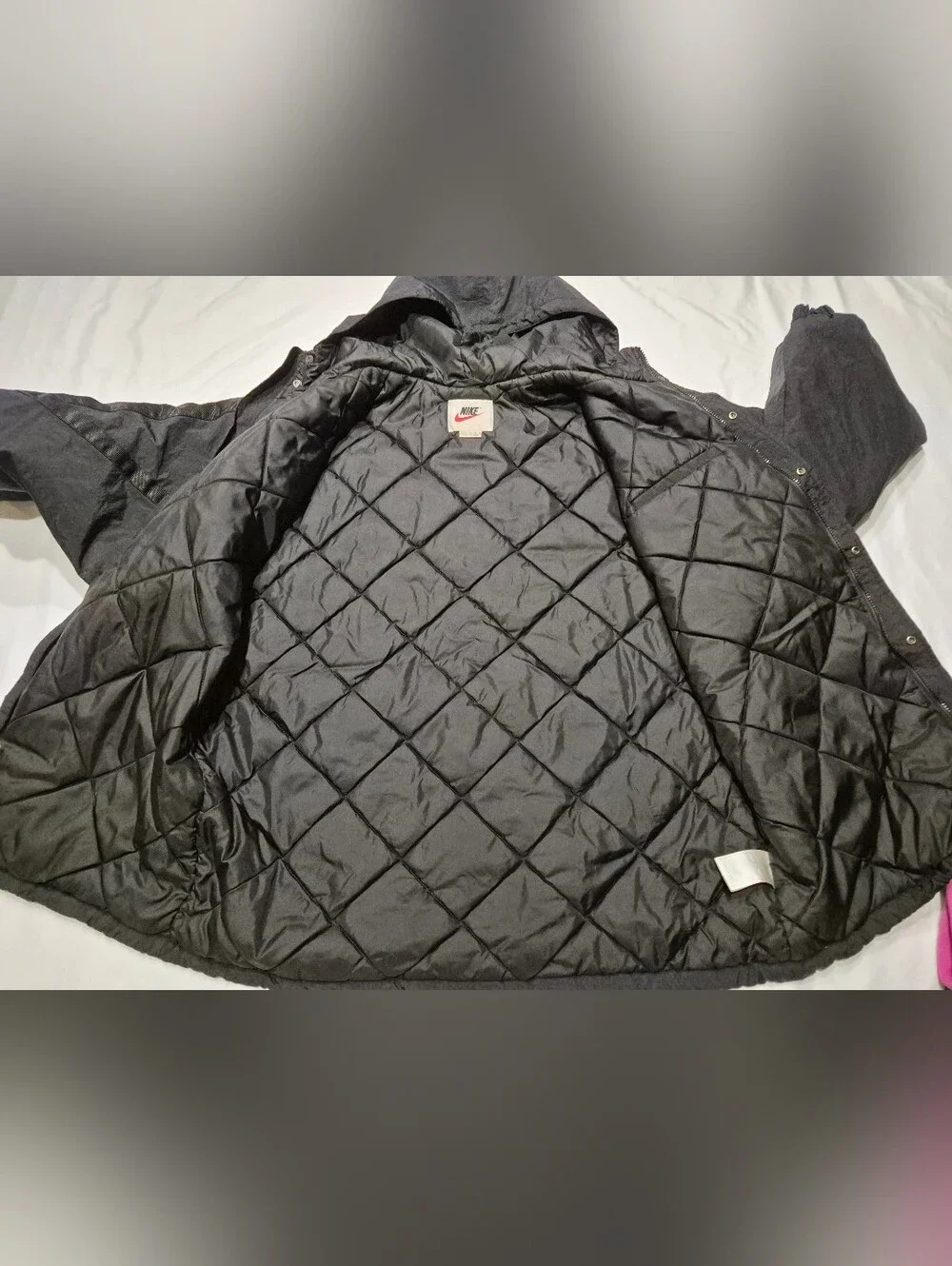 Vintage 1990s Nike Big Swoosh Quilted Puffer Jacket - Men's Large
